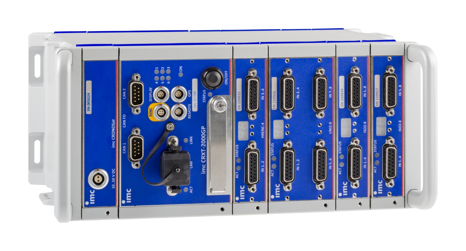 Rugged daq base unit and amplifiers formed to a complete system